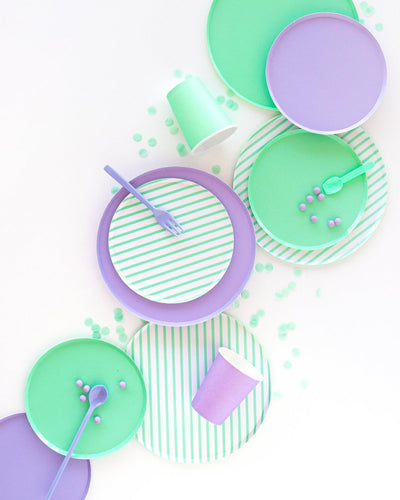 Oh Happy Day Mint Stripes Plates (Small)