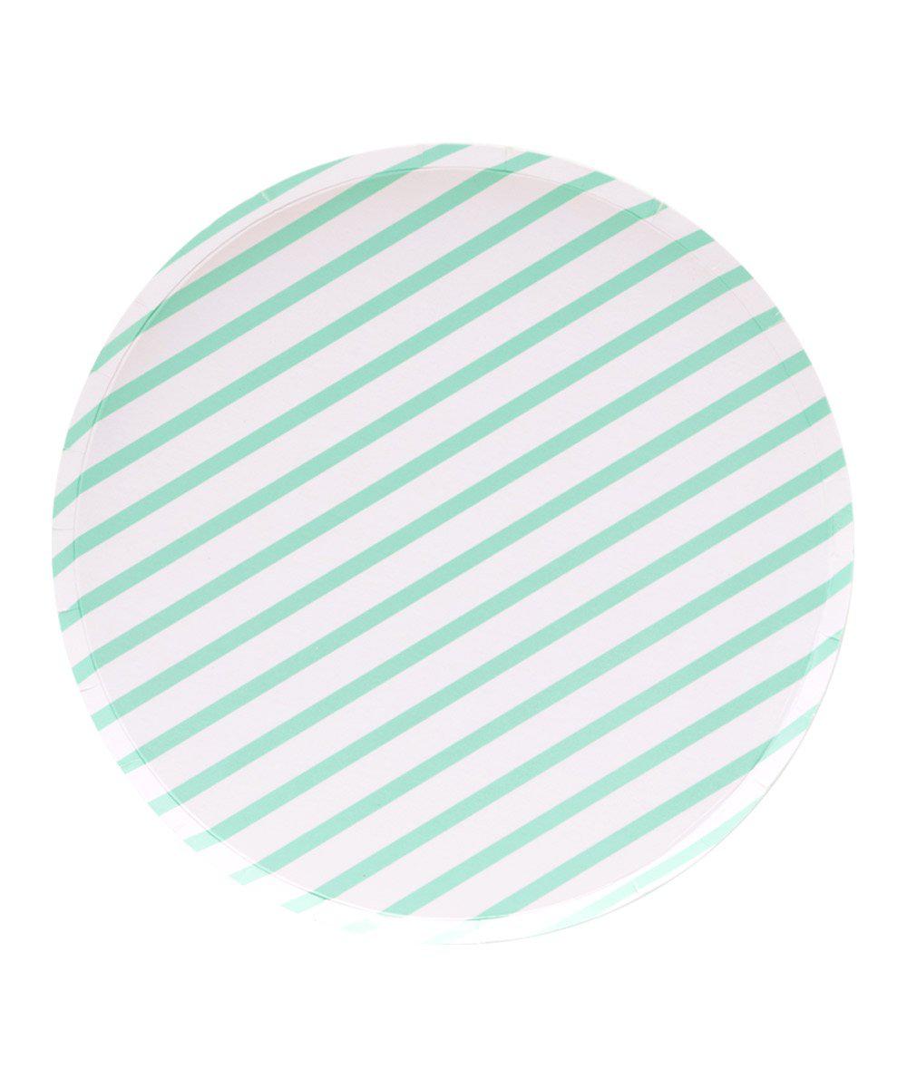 Oh Happy Day Mint Stripes Plates (Large)