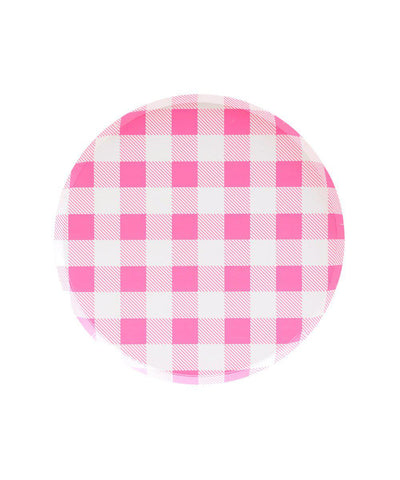 Oh Happy Day Neon Rose Gingham Plates (Small)